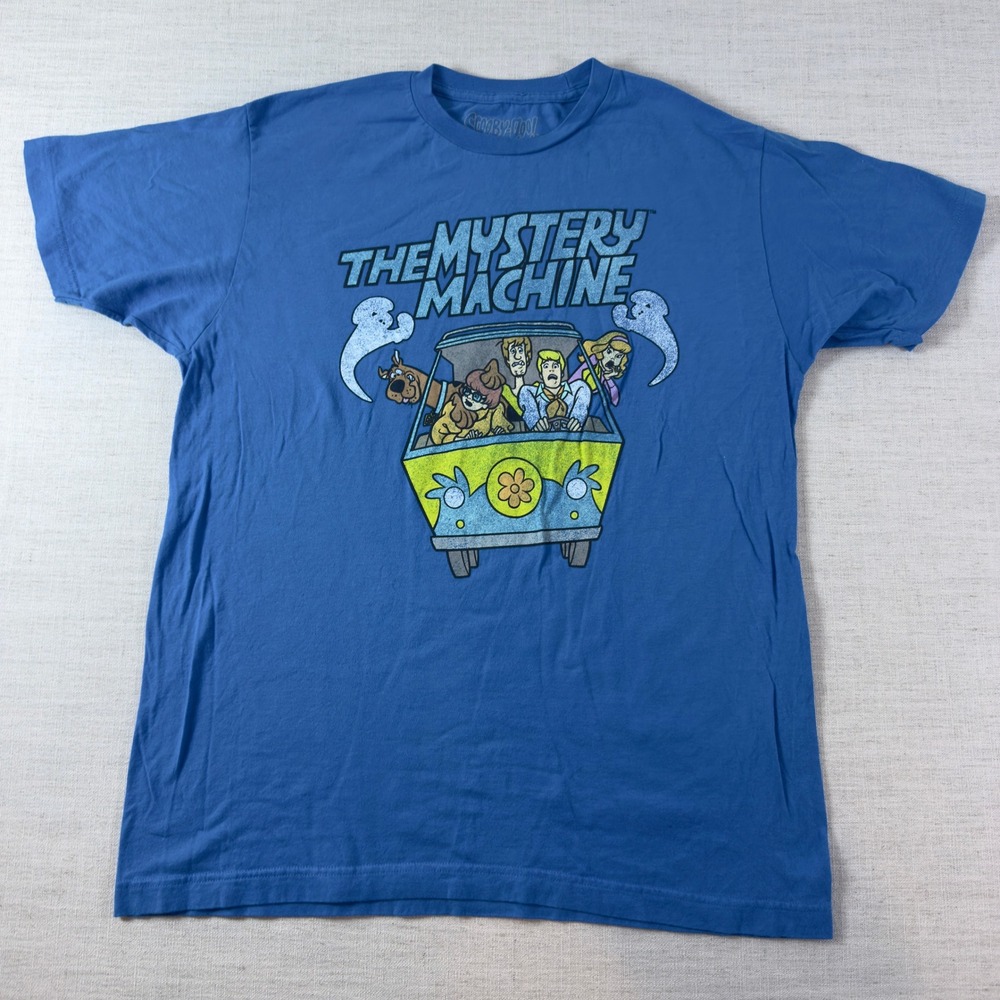 Scooby-Doo The Mystery Machine Graphic T-Shirt Blue Mens Large Cartoon Tee